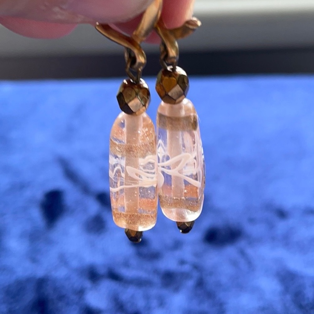 🇮🇹  Venetian Glass Drop Earrings With Gold Coloured Clasps